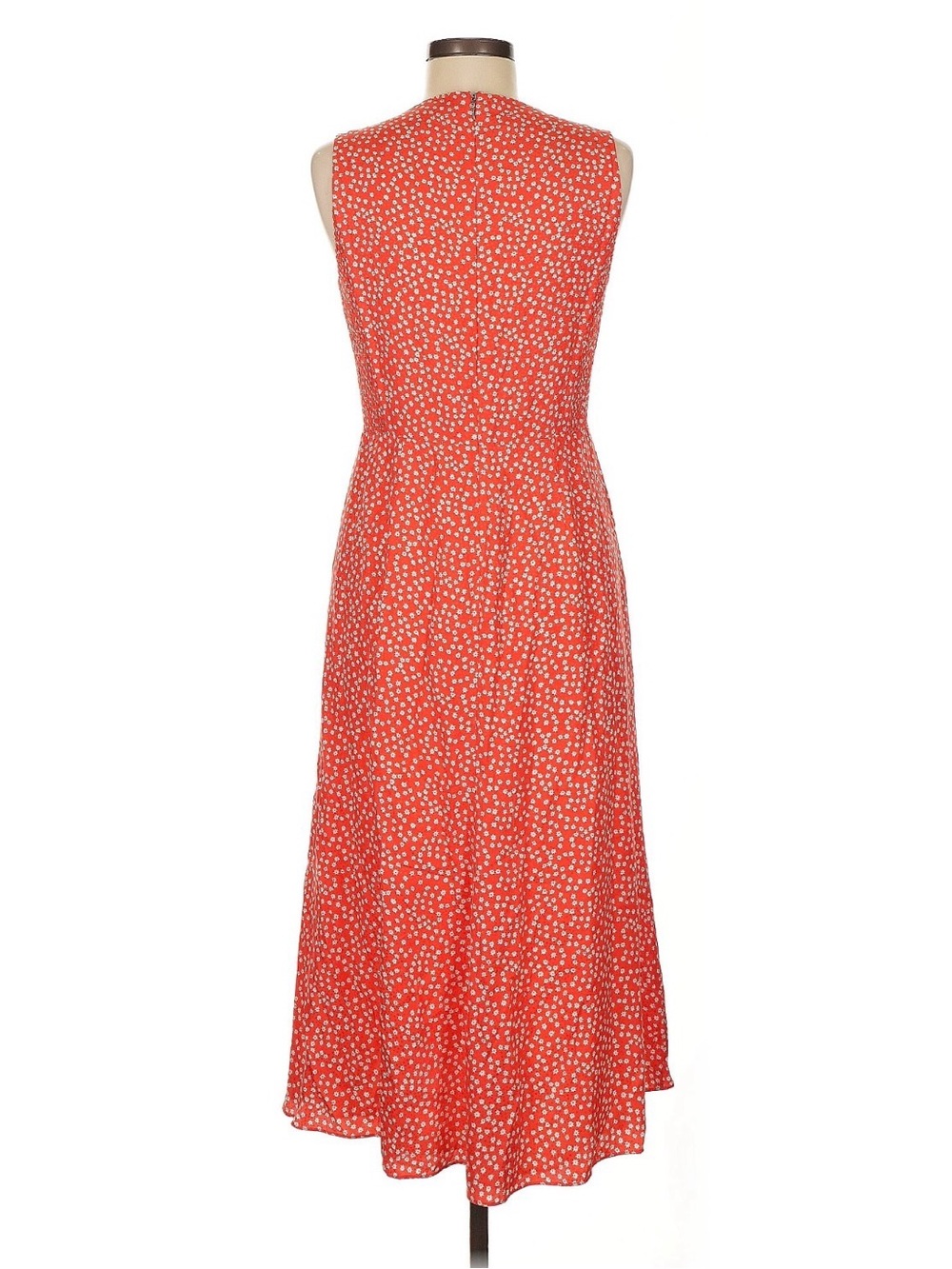 Rebecca Taylor Red White Malia Twist Sleeveless Floral Silk Blend Midi Dress 8 M - Picture 2 of 4